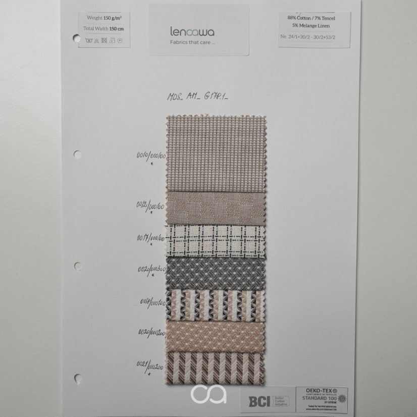 Tkaniny ze směsi bavlny, lnu a TENCEL™ Lyocellu I 150 g/m2